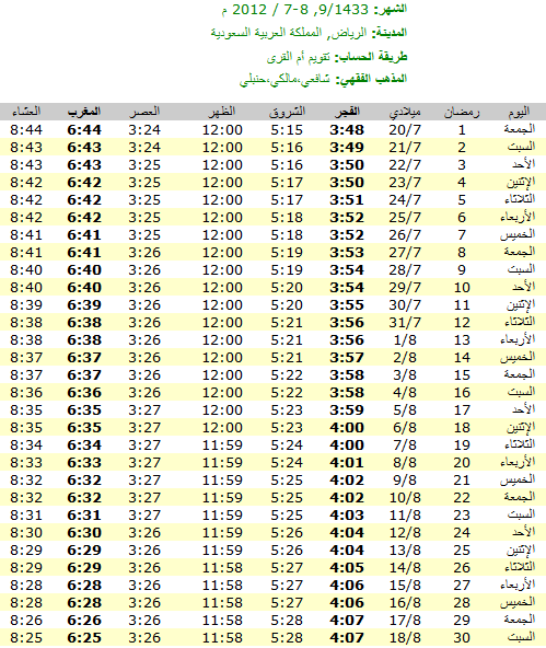 موعد اذان الظهر بالرياض - اوقات الصلاه بالرياض 20160627 50