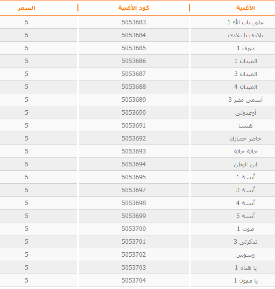 كود كول تون موبنيل - اكبر عدد اكواد لاحلي واجدد الاغاني 20160712 96