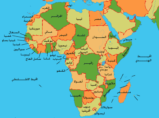 صورة خريطة قارة افريقيا _ اسماء الدول باللغة العربية