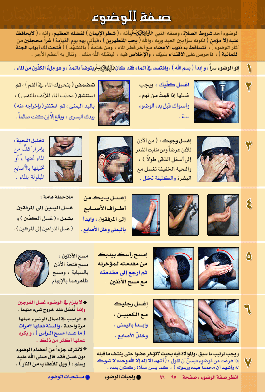 طريقة الوضوء الصحيحة بالصور