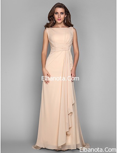 احلى فساتين سوارية فساتين سهرة جذابة - متشليش هم اي سهرة فساتينك كلها هنا Sheath Column Bateau Sweep Brush Train Side Draping Chiffon Evening Dress Ewvbgg1379488253300