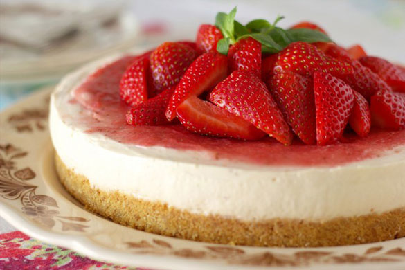 كيك تشيز بالصور اللذيذ الفراوله احلى Strawberry Cheesecake 6