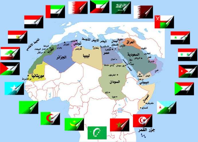 خريطة البلدان العربية والشرق الاوسط